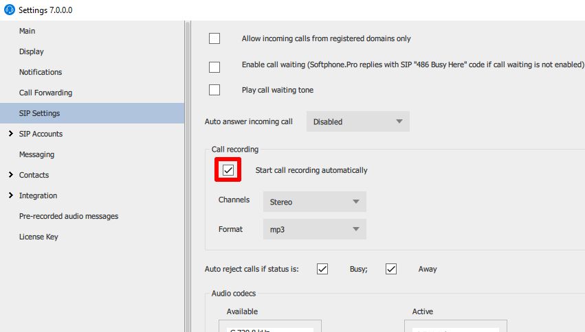 Start call recording automatically