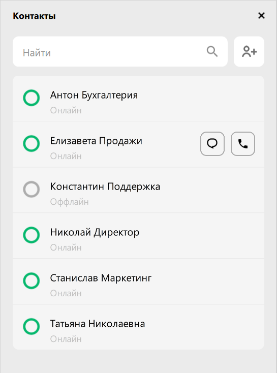 Список контактов с индикацией состояния