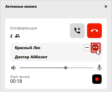 Завершить разговор с участником конференции